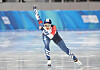 Jung Hui-dan competes in the women's 500-meter speed skating race at the Gangneung Oval in Gangneung, Gangwon on Monday.  [YONHAP]