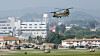 A helicopter maneuvers at Camp Humphreys, a United States Forces Korea base in Pyeongtaek, Gyeonggi on Aug. 12, 2025. [NEWS1]