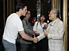 Culture Minister Yu In-chon, far right, greets cast members of ″The Great Gatsby″ after a viewing at Broadway in New York on June 27, 2024. [NEWS1]