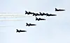 The Korean Air Force's special flight team, the Black Eagles, fly in formation over the cemetery to commemorate 55 fallen warriors at the 10th West Sea Defense Day ceremony held at the Daejeon National Cemetery in Daejeon on March 28. [KIM SUNG-TAE]