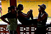 Migrants bound for Colombia wait for a boat in Miramar, near Palenque, Panama on Feb. 27. [AFP/YONHAP]