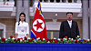 North Korean leader Kim Jong-un and his daughter, Ju-ae, attend the inauguration ceremony for the Wonsan-Kalma coastal tourist zone on June 24 in this image provided by the state-run Korean Central Television on June 26. [KOREAN CENTRAL TELEVISION]