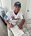 Jaime Barria signs with the Hanwha Eagles in a photo shared by the club on Instagram. [SCREEN CAPTURE]