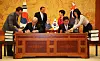 Signing of the Korea-Australia FTA in 2014, Seoul, attended in person by Australia's then-Prime Minister Tony Abbott, left, and Korea's then-President Park Geun-hye, right. [AUSTRALIAN EMBASSY IN SEOUL]