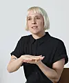 Anna Anderegg, Swiss choreographer and dancer, speaks with the Korea JoongAng Daily on Feb. 9. [PARK SANG-MOON]