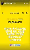 Screen capture of Jobin’s donation account surpassing 100 million won, with Jobin expressing gratitude to all who contributed. [SCREEN CAPTURE]