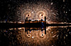 People set off molten iron fireworks ahead of Lunar New Year in a park in Beijing on Feb. 15.  [AFP/YONHAP]