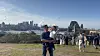 Logan Lee and his father at the Sydney Observatory on Aug. 10, 2024. [MILA JIN]
