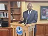 U.S. Defense Secretary Lloyd Austin speaks during a meeting with reporters aboard USS George Washington at Yokosuka Naval Base near Tokyo on Monday. [YONHAP]
