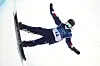 United States' Chloe Kim competes during the women's snowboarding halfpipe qualifications at the 2026 Winter Olympics, in Livigno, Italy, on Feb. 11. [AP/YONHAP]