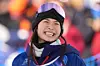 United States' Chloe Kim reacts to her score during the women's snowboarding halfpipe qualifications at the 2026 Winter Olympics, in Livigno, Italy, on Feb. 11. [AP/YONHAP]