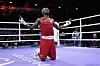 Zambia's Patrick Chinyemba celebrates after defeating India's Amit Amit in a preliminary men's 51kg boxing match in Paris on Tuesday. [AP/YONHAP]