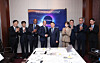 Yun Seog-dae, CEO of the Korea Water Resources Corporation, or K-water, fifth from left, meets with Chris Lehane, vice president of global policy at OpenAI, fourth from left, in central Seoul on Oct. 23 to discuss collaboration on AI-powered innovations in water management. [K-WATER]