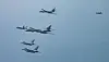 Two U.S. B-1B bombers stage joint drills with South Korean and U.S. fighter jets over the Korean Peninsula on April 15. [YONHAP]