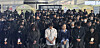 At 9:03 a.m. on Dec. 29, the time of the Jeju Air crash one year earlier, a memorial siren sounds at Muan International Airport in Muan County, South Jeolla as bereaved families and attendees bow their heads in silent tribute to the victims. [JOINT PRESS CORPS]