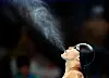 Ho Ian Yentou of Hong Kong reacts before a men's 100-meter freestyle heat of swimming in Paris on Tuesday. [XINHUA/YONHAP]
