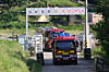 A fire truck passes through the guard post after an explosion occured during training at an Army unit in Paju, Gyeonggi, on Sept. 10. [YONHAP]