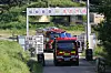 A fire truck passes through the guard post after an explosion occured during training at an Army unit in Paju, Gyeonggi, on Sept. 10. [YONHAP]
