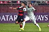 The Pohang Steelers' Heo Yong-jun, left, vies for the ball during the 2023-24 AFC Champions League round of 16 match against Jeonbuk Hyundai Motors at Pohang Steelyard in Pohang, North Gyeongsang on Feb. 20. [NEWS1]