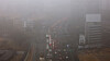 A street near Gyeongbok Palace in Jongno District, central Seoul, is seen clouded in smog as fine dust levels rose on Jan. 16. [NEWS1]