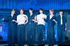 Members of TWS pose for photos during a showcase on April 21 at Blue Square in central Seoul ahead of the release of its third EP, ″Try With Us.” [DANIELA GONZALEZ PEREZ]