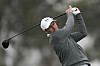 Jordan Spieth hits his tee shot on the second hole of the South Course at Torrey Pines during the first round of the Genesis Invitational in San Diego on Feb. 13.  [AP/YONHAP]