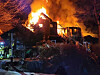 A guesthouse is engulfed in flames on March 1 in Pyeongchang, Gangwon. [YONHAP]