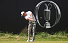 Haotong Li tees off on the first hole during the final round of The 153rd Open Championship at Royal Portrush in Ireland on July 20.  [REUTERS/YONHAP]