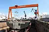 A vessel is under construction at Hanwha Philly Shipyard in Philadelphia on July 16. [HANWHA OCEAN]