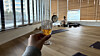 The writer holds a glass of whisky as a meditation instructor rubs singing bowls during a whisky meditation session at High1 Resort in Jungseon County, Gangwon, held on Nov. 20 [WOO JI-WON]