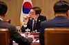 President Lee Jae Myung speaks in the emergency economic task force meeting with officials held in presidential office in Yongsan District, central Seoul, on June 9. [JOINT PRESS CORPS]