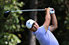 Tom Kim hits his tee shot on the 11th hole during a practice round ahead of the Masters at Augusta National Golf Club in Augusta, Georgia on Monday.  [REUTERS/YONHAP]