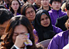Families of victims of the Oct. 29, 2022 Itaewon crowd crush are seen attending a memorial ceremony held at Gwanghwamun Square in Jongno District, central Seoul on Oct. 29. [YONHAP]
