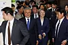 Former President Moon Jae-in walks out of the main hall of the National Assembly after a ceremony marking the seventh anniversary of the April 27 Panmunjom Declaration at the National Assembly in Yeouido, western Seoul, on April 25. [JOINTS PRESS CORPS]