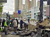 A sinkhole near Aeogae Station on Line No. 5, on April 13 [JOONGANG ILBO]