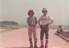 President Lee Jae-myung, right, poses with his childhood friend Shim Jeong-woon during a hiking trip in Gangwon in 1982. [SHIM JEONG-WOON]