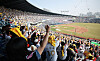Fans cheer during a KBO League game between the Lotte Giants and the LG Twins at Jamsil Baseball Stadium in Songpa District, southern Seoul, on March 23. [NEWS1]