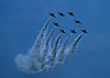 The Air Force’s Black Eagles perform an aerial demonstration during a ceremony marking the 77th Armed Forces Day at the Gyeryongdae military headquarters in South Chungcheong on Oct. 1. [JOINT PRESS CORPS]