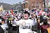 A supporter of impeached President Yoon Suk Yeol reacts after hearing the Constitutional Court's verdict during a rally in his support near the presidential residence in Yongsan District, central Seoul, on April 4. [AP/YONHAP]