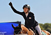 Korea's Seong Seung-min, riding Fast du Pre, reacts during the riding portion of the women's individual modern pentathlon final on Sunday in Versailles, France. [REUTERS/YONHAP]
