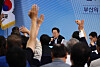 President Lee Jae Myung, center, speaks at a town hall meeting at Pukyong National University in Busan on July 25. [JOINT PRESS CORPS]