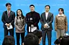 Five reform-minded lawmakers from the conservative People Power Party (PPP) answer questions from the press on Thursday at Yeouido, western Seoul. From left: Woo Jae-jun, Kim So-hee, Kim Jae-sub, Kim Sang-wook and Kim Yea-ji. [NEWS1]