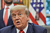 U.S. President Donald Trump speaks during a meeting at the Oval Office at the White House in Washington on June 27. [REUTERS/YONHAP]