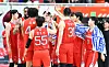 Ulsan Hyundai Mobis Phoebus celebrate after winning Game 2 of the first round of KBL playoffs against the Anyang Jung Kwan Jang Red Boosters at Ulsan Dongchun Gyanasium in Ulsan on April 15. [NEWS1]