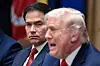 U.S. President Donald Trump, right, and Secretary of State Marco Rubio attend a cabinet meeting at the White House in Washington on Jan. 29. [REUTERS/YONHAP]