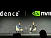 Cadence Design Systems CEO Anirudh Devgan and Nvidia CEO Jensen Huang discuss a new supercomputer from Cadence, at a conference in Santa Clara, California on May 7. [REUTERS/YONHAP]
