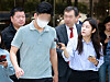 The son of People Power Party Rep. Lee Chul-gyu, who is accused of use and possession of marijuana, walks out of the Seoul Central District Court in Seocho District, western Seoul, on April 23. [NEWS1]