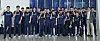 The Korean men's volleyball team poses for a photo before departing to Iran on Aug. 16 for the 2023 Asian Men's Volleyball Championship. [YONHAP]