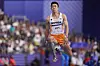 Korea's Kim Jang-woo competes in the men's triple jump qualifiers in Paris on Wednesday. [AP/YONHAP]
