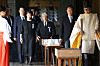 Japanese lawmakers, including Sanae Takaichi, center left, visit the Yasukuni Shrine to pay respect to the war dead on the day of the 69th anniversary of the end of the World War II, in Tokyo, on Aug. 15, 2014. [AP/YONHAP]